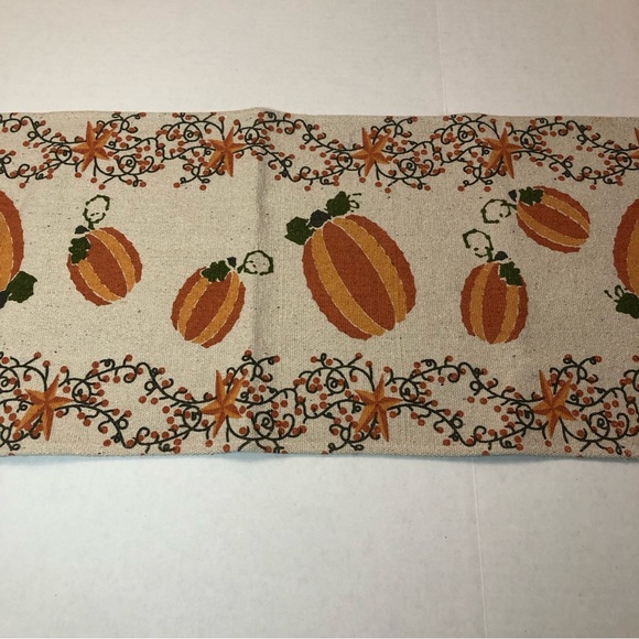 Autumn Pumpkin Thanksgiving Halloween Table Runner Cotton 14 x 70 inches - Picture 1 of 4